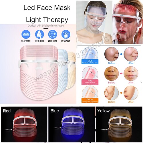 

3 Colors Led Facial Mask Led Korean Photon Therapy Face Mask Machine Light Therapy Acne Mask Neck Beauty Led Mask