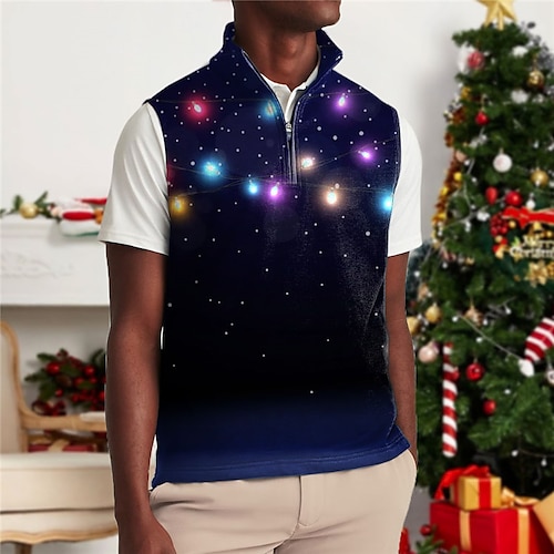 

Men's Polo Shirt Golf Shirt Graphic Prints V Neck Navy Blue 3D Print Christmas Street Short Sleeves Print Clothing Apparel Fashion Designer Casual Breathable