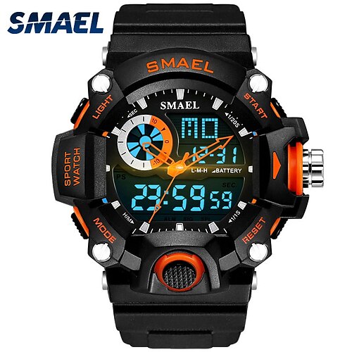 

SMAEL Military Watches Men Sport Watch Waterproof Wristwatch Stopwatch Alarm LED Light Digital Watches Men's Big Dial Clock 1385