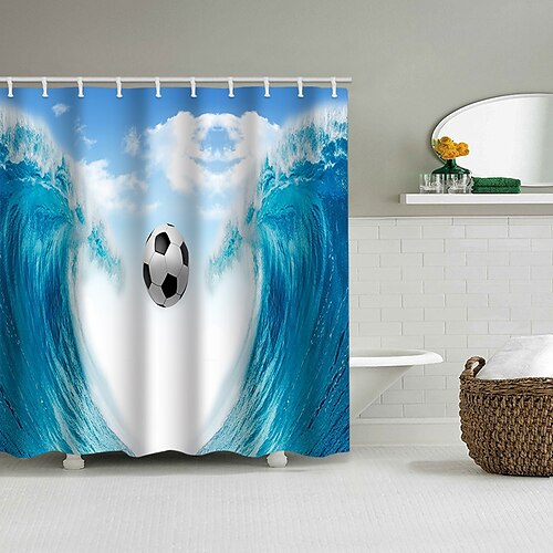 

Football Colorful Dizzy Soccer Bathroom Shower Curtain Casual Polyester New Design Word Cup