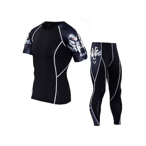

Men's Activewear Set Compression Suit 2 Piece Athletic Breathable Quick Dry Moisture Wicking Fitness Running Jogging Sportswear Activewear Black