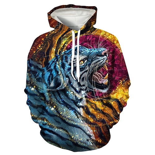 

Herren Hoodie Sweatshirt Kapuze Grün Blau Orange Mit Kapuze Tier Tiger Grafik-Drucke Bedruckt Täglich Sport 3D-Druck Basic Strassenmode Designer Frühling Herbst Bekleidung Kapuzenpullover