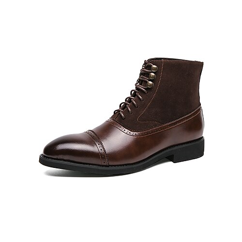 

Homens Botas Botas Cowboy Casual Formais Diário Couro Ecológico Botas / Botins Preto Marron Inverno Outono
