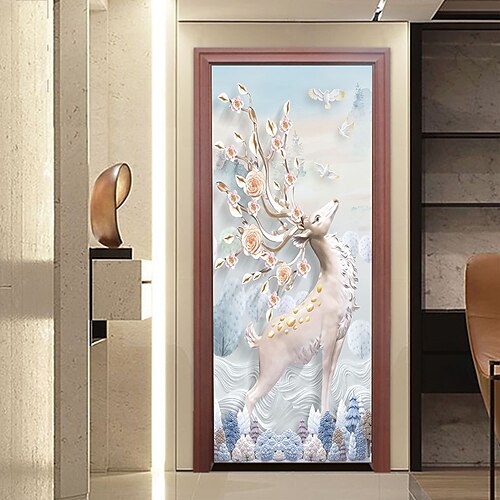 

Sika Deer Door Stickers Decorative Waterproof Door Decal Decor 38.5200cm2Pcs