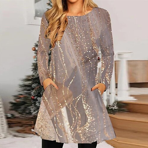 

Women's Casual Dress T Shirt Dress Tee Dress Shift Dress Mini Dress Blue Pink Long Sleeve Ombre Pocket Winter Fall Spring Crew Neck Fashion Daily 2022 S M L XL XXL 3XL