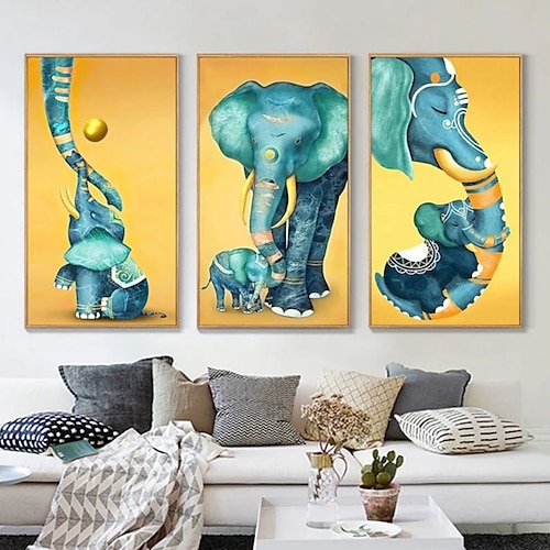 

1 painel estampas de animais elefante arte da parede imagem moderna decoração para casa pendurar na parede presente enrolado tela sem moldura não esticada