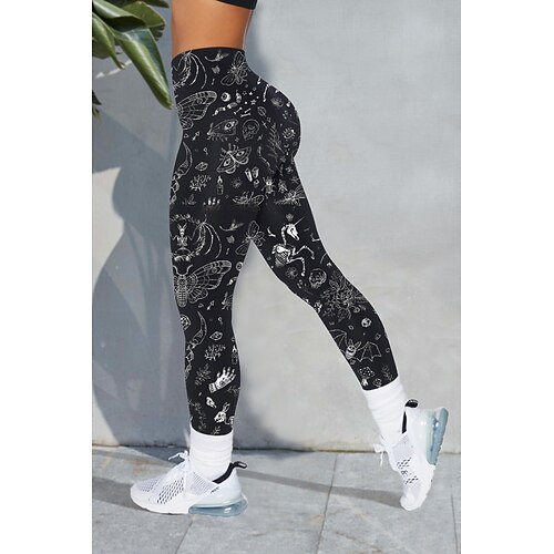 

Women's Yoga Pants Tummy Control Butt Lift High Waist Yoga Fitness Gym Workout Cropped Leggings Halloween Light Purple Dark Grey 1# Sports Activewear High Elasticity / Athletic / Athleisure