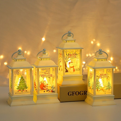 

Romantic Christmas Eve Lantern Night Lights Portable Desktop Candlestick Lamp For Christmas Valentine's Day Birthday Ornaments