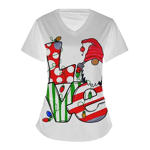 

Santa Claus Masquerade T-shirt Women's Christmas Christmas Carnival Masquerade Adults' Christmas Vacation Polyester Top