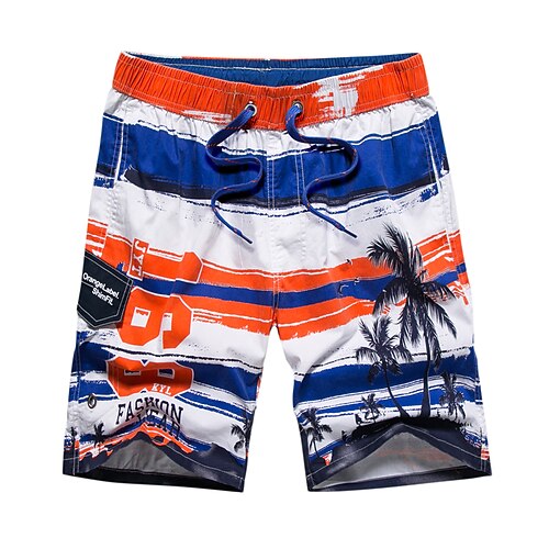 

Men's Swim Shorts Swim Trunks Board Shorts Drawstring Elastic Waist Graphic Prints Comfort Breathable Knee Length Casual Daily Beach Fashion Streetwear Blue Orange Micro-elastic