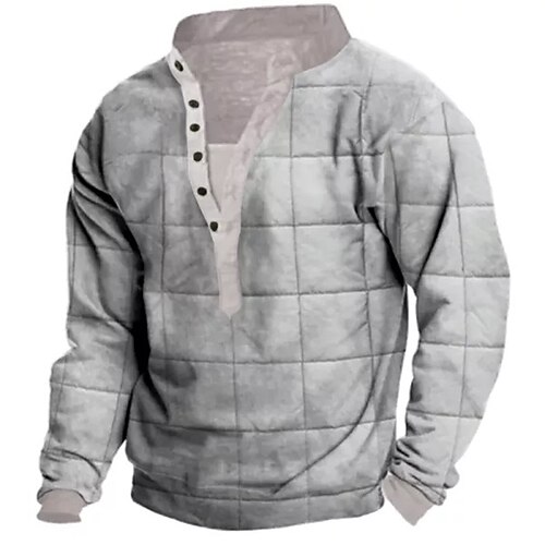 

Men's Sweatshirt Pullover Gray Standing Collar Plaid Checkered Graphic Prints Print Casual Daily Sports 3D Print Streetwear Designer Casual Spring & Fall Clothing Apparel Hoodies Sweatshirts