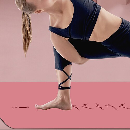 

Rubber Yoga Mat Non-slip Pu Natural Sports Fitness Mat Body Position Line Household Thickening Mat