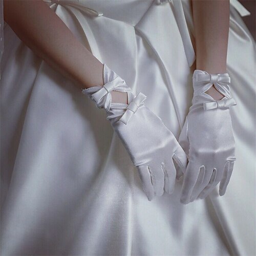 

Polyester Elbow Length Glove Party / Evening / Stylish With Bowknot / Pure Color Wedding / Party Glove