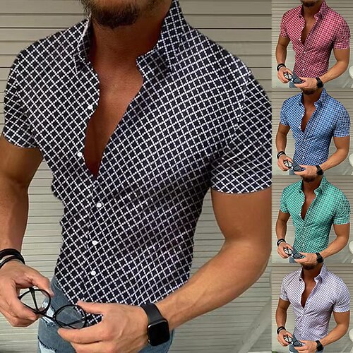 

Men's T-shirt Sleeve Basic Shirt Collar Stard Summer Wine Red White Black