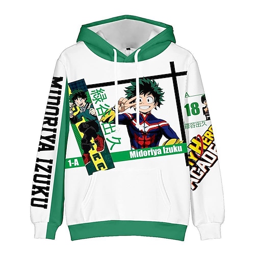 

Inspired by My Hero Academia Deku Hoodie Cartoon Manga Anime Front Pocket Graphic Hoodie For Men's Women's Unisex Adults' 3D Print 100% Polyester
