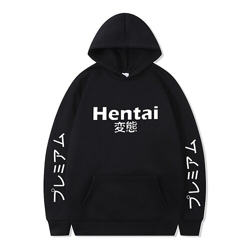 

Inspired by Hentai letter Hoodie Cartoon Manga Anime Front Pocket Graphic Hoodie For Men's Women's Unisex Adults' Hot Stamping 100% Polyester Casual Daily
