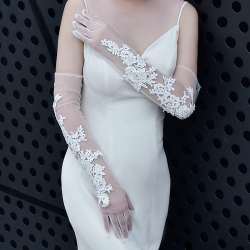 

Net Elbow Length Glove Elegant / Lace With Appliques Wedding / Party Glove