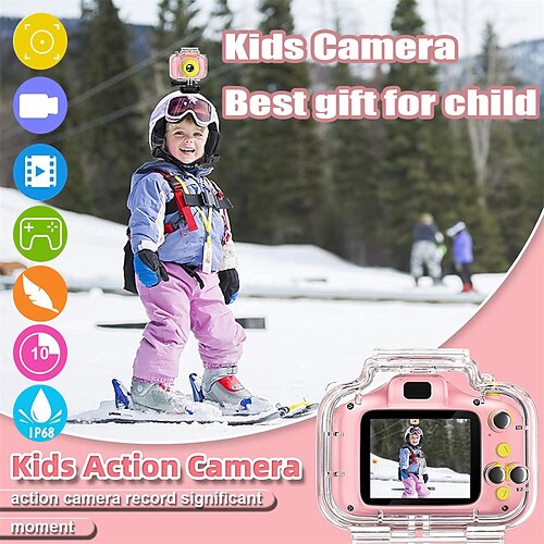 

Kids Camera Waterproof Camera for Kids Birthday Gift for Girls 1080P Children Digital Camera Underwater Video Toddler Christmas Toys for Age 3 4 5 6 7 8 Years Old Boys with 32GB Card