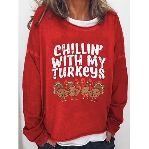 

Women's Sweatshirt Pullover Basic Black Khaki Red Graphic Street Round Neck Long Sleeve S M L XL 2XL 3XL