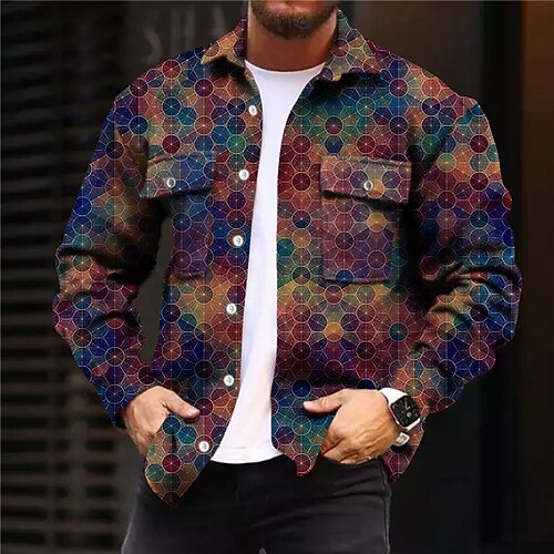 

Men's Coat Warm Sports & Outdoor Single Breasted Graphic Prints 3D Printed Graphic Turndown Sports Jacket Outerwear Long Sleeve Pocket Fall & Winter