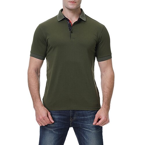 

Men's Polo Shirt Golf Shirt Solid Colored Button Down Collar Sea Blue Black Army Green Royal Blue Red Street Casual Short Sleeve Button-Down Clothing Apparel Fashion Business Work
