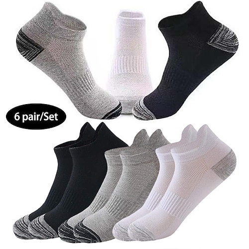 

Men's 6 Pairs Socks Ankle Socks Running Socks Fashion Comfort Cotton Solid Colored Casual Daily Sports Medium Spring, Fall, Winter, Summer Black Multi color