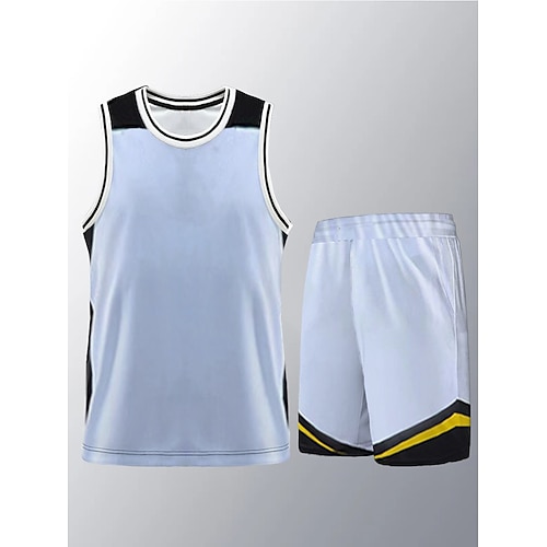

Unisex Tracksuit 2 Piece Athletic Sleeveless Breathable Quick Dry Soft Basketball Sportswear Activewear Color Block Black Yellow Rosy Pink