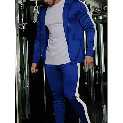 

Men's Tracksuit Sweatsuit Long Sleeve Breathable Fitness Gym Workout Running Sportswear Activewear Color Block Dark Grey Black Yellow