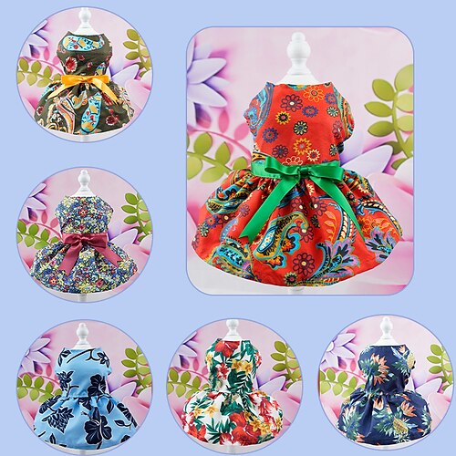 

Dog Cat Dress Pineapple Flower Cute Stylish Flower Style Floral Casual Daily Outdoor Holiday Dog Clothes Puppy Clothes Dog Outfits Breathable Red / Green Black Pink Costume for Girl and Boy Dog