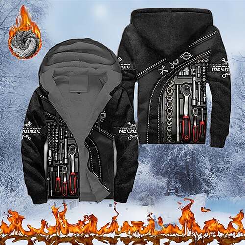 

Men's Full Zip Hoodie Jacket Black Brown Hooded Graphic Prints Zipper Print Sports Outdoor Daily Sports 3D Print Fleece Streetwear Designer Casual Winter Clothing Apparel Repair Tools Hoodies