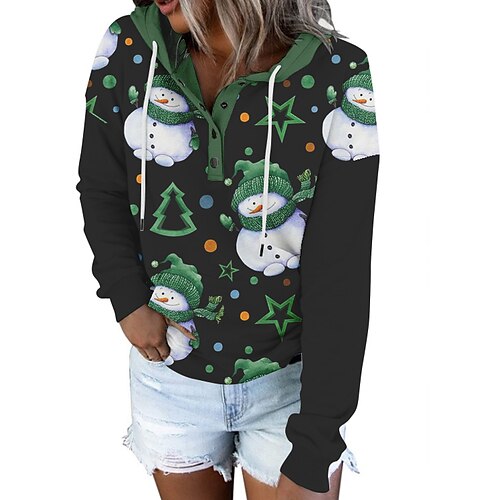 

Snowman Masquerade Hoodie Women's Christmas Christmas Carnival Masquerade Adults' Christmas Vacation Polyester Top