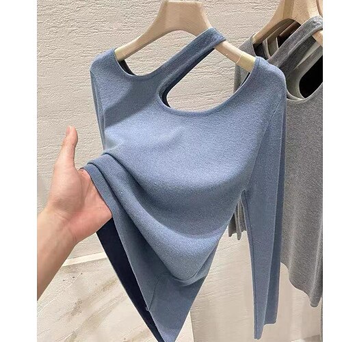 

european goods off-the-shoulder bottoming shirt women's 2022 spring new style with a sense of foreign style bottoming shirt top trendy
