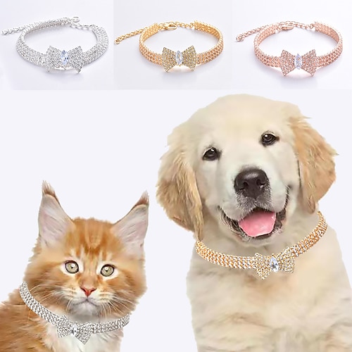 

2 pcs coleira para animais de estimação com diamantes cristal ajustável diamante pingente de garra de coração elástico universal para gatos e cães casamento gato e cachorro pequeno colar de jóias para