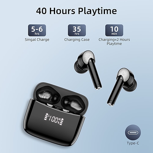 

fone de ouvido sem fio j8 redução de ruído bluetooth 5.3 fones de ouvido, fones de ouvido estéreo graves profundos com microfone hd ipx7 à prova d'água 40h playtime fones de ouvido