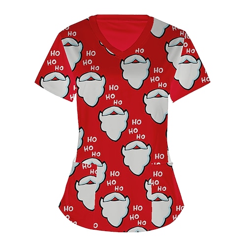 

Santa Claus Masquerade T-shirt Women's Christmas Christmas Carnival Masquerade Adults' Christmas Vacation Polyester Top