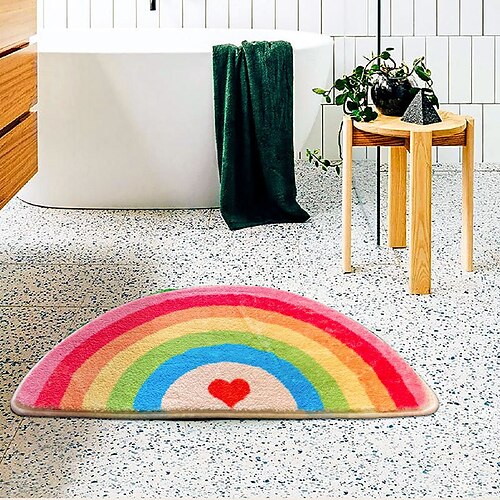 

Semi-circular Rainbow Door Mat Absorbent Bathroom Bedroom Toilet Door Non-slip Foot Mat