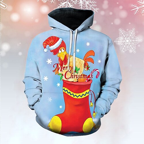 

Men's Pullover Hoodie Sweatshirt Green Blue Red Light Blue Light Green Hooded Graphic Prints Chicken Print Christmas Daily Sports 3D Print Basic Streetwear Designer Spring & Fall Clothing Apparel