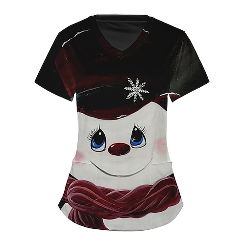 

Snowman Masquerade T-shirt Women's Christmas Christmas Carnival Masquerade Adults' Christmas Vacation Polyester Top