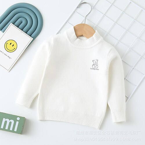 

Kids Boys Sweater Solid Color Long Sleeve Casual Adorable Black Winter Clothes 7-13 Years