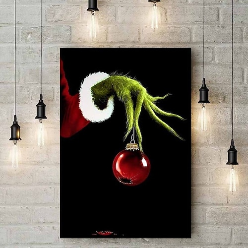 

1 Panel Grinch Christmas Prints Wall Art Modern Picture Home Decor Wall Hanging Gift Rolled Canvas Unframed Unstretched