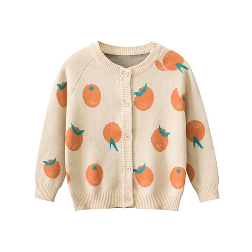 

Toddler Girls' Cardigan Graphic School Long Sleeve Button Cute 3-7 Years Winter Yellow