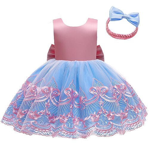 

Toddler Girls' Party Dress Graphic Party Dress Knee-length Dress Performance Crewneck Sleeveless Adorable Dress 3-7 Years Fall Pink / Spring