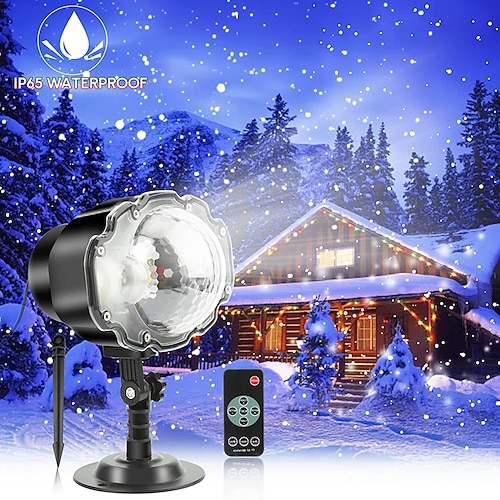 

Christmas Snow Projection Lights Remote Control Low Voltage Plug Christmas Atmosphere Decorative Lamp EU UK US AU Plug