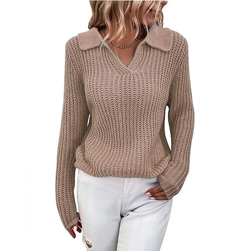 

Women's Shirt claret Green Black Plain Crochet Long Sleeve Casual Basic Shirt Collar Regular S
