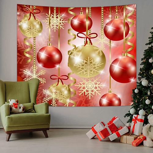 

Christmas Day Party Wall Tapestry Photography Background Art Deco Hanging Home Bedroom Living Room Decoration Christmas Tree Elk Snowflake Candle Santa Gift Fireplace Snowman