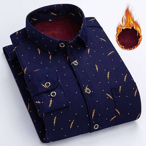 

Men's Fleece Shirt Dress Shirt Graphic Prints Tartan Turndown A B C D E Print Work Casual Long Sleeve Color Block Button-Down Clothing Apparel Fashion Business Elegant Formal / Spring / Slim