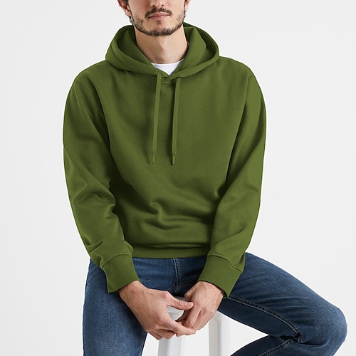 

Men's Hoodie Green Black Blue Purple Pink Hooded Solid Color Sports & Outdoor Daily Sports Hot Stamping Cotton Basic Streetwear Casual Fall & Winter Clothing Apparel Hoodies Sweatshirts