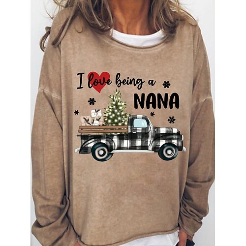 

Women's Sweatshirt Pullover Basic Blue Pink Khaki Plaid Christmas Tree Christmas Round Neck Long Sleeve S M L XL 2XL 3XL
