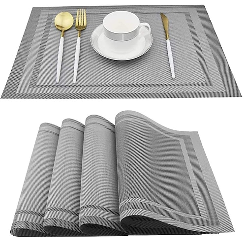 

napperons en vinyle napperon de table gris résistant à la chaleur napperon résistant aux taches, napperon pour mariage cuisine décoration de table à manger intérieur extérieur 1 pcs