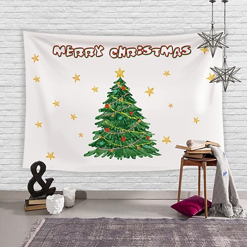 

Christmas Tree Pine Hanging Cloth Wall Decoration Cloth Small Fresh Holiday Background Cloth Simple Tapestry Beach Cushion